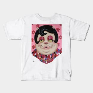 Cat Boss Cat Gangster Mobster Mrs. Kitty Boom Boom Original Painting By Tyler Tilley Kids T-Shirt